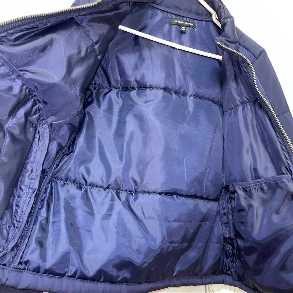 Kendall and Kylie zip up puffer jacket coat navy blue XS - Picture 10 of 13